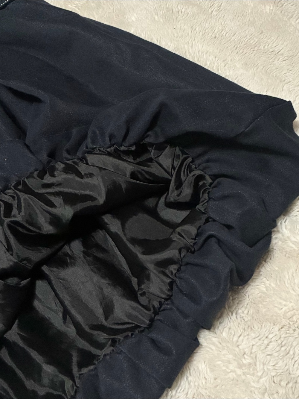 Black Strapless Bubble Mini Dress with Contrasting Belt - Picture 5 of 5